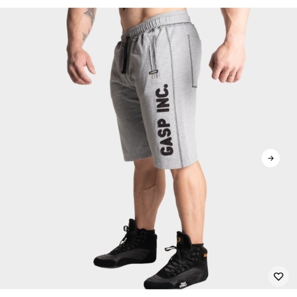 GASP Men's Division Sweatshorts‎ XXL Light Grey Melange Bodybuilding Gym NWT